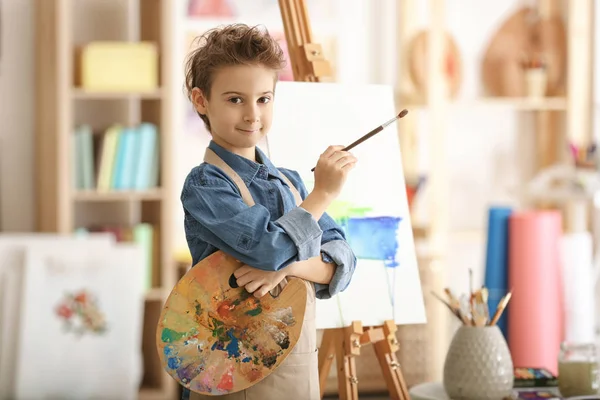 Cute little artist painting picture — Stock Photo, Image