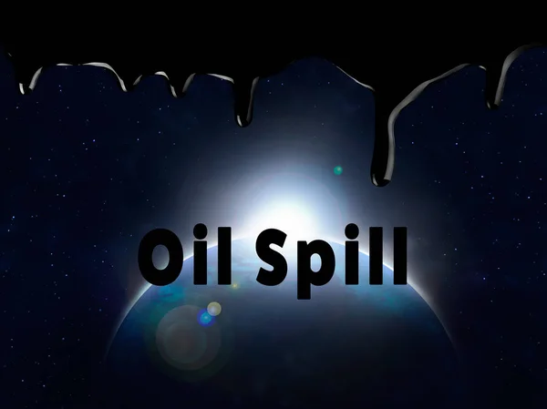 Ölverschmutzungskonzept. Blick auf die Erde im All — Stockfoto