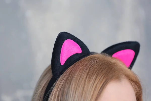 Woman with cat ears — Stockfoto
