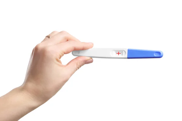 Pregnancy test in hand — Stock Photo, Image