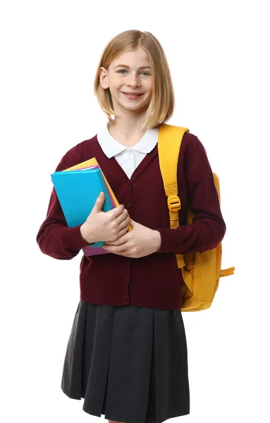 Schattig meisje in schooluniform — Stockfoto