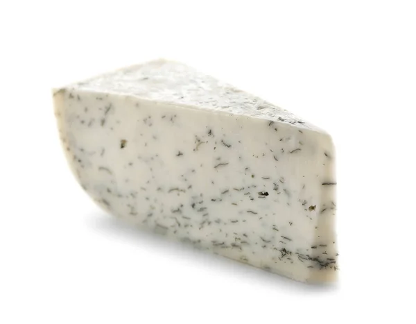 Pezzo di formaggio saporito su sfondo bianco — Foto Stock