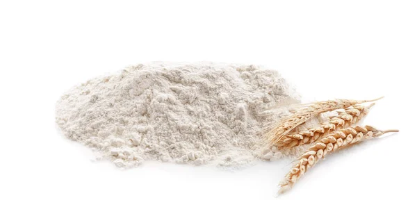 Pile of flour on white background — Stock Photo, Image