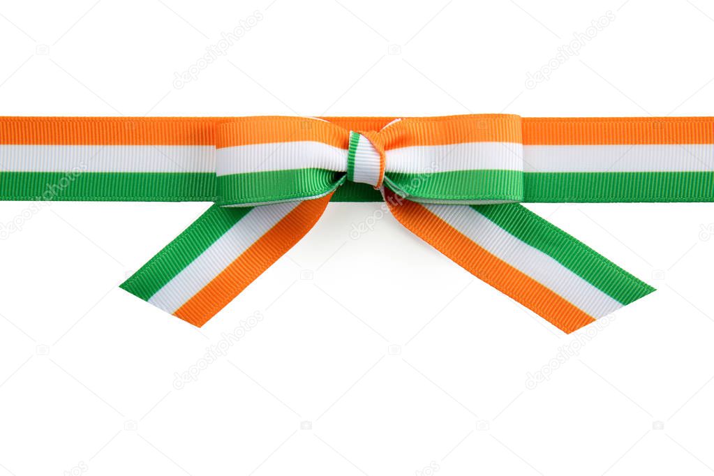 Ribbon bow in colors of Indian flag