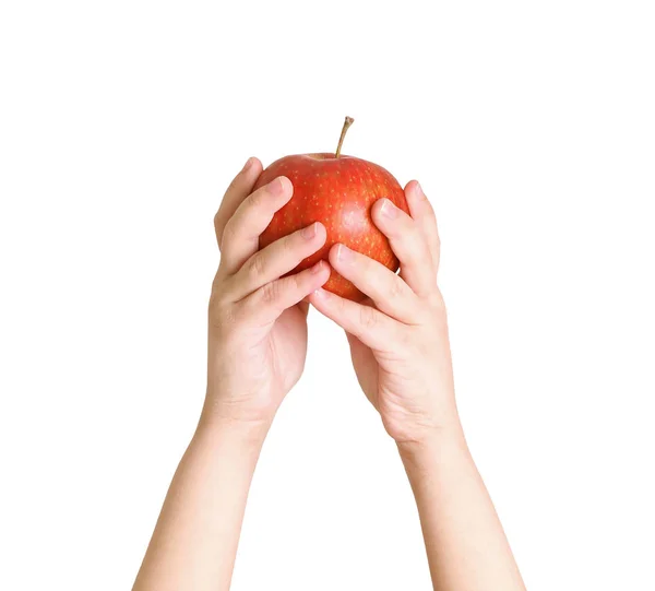 Childs kezében almával — Stock Fotó