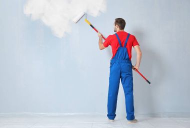 worker painting wall  clipart