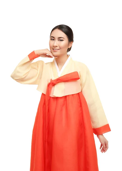 Γυναίκα στην κορεατική παραδοσιακή φορεσιά — Φωτογραφία Αρχείου