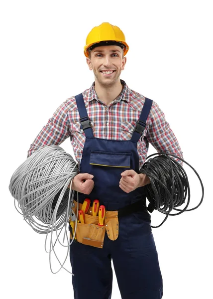 Joven electricista con herramientas — Foto de Stock