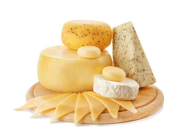 Tavola di legno con formaggio saporito — Foto Stock