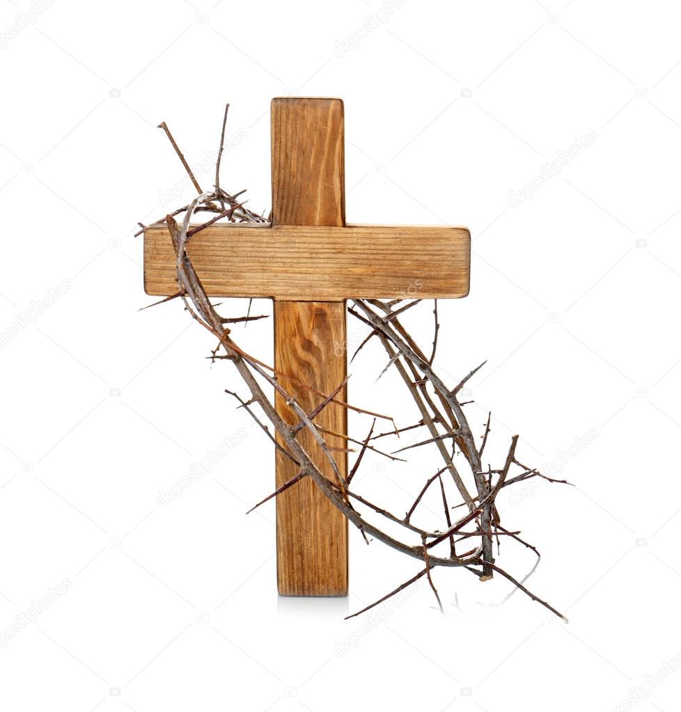 Crown of thorns and wooden cross