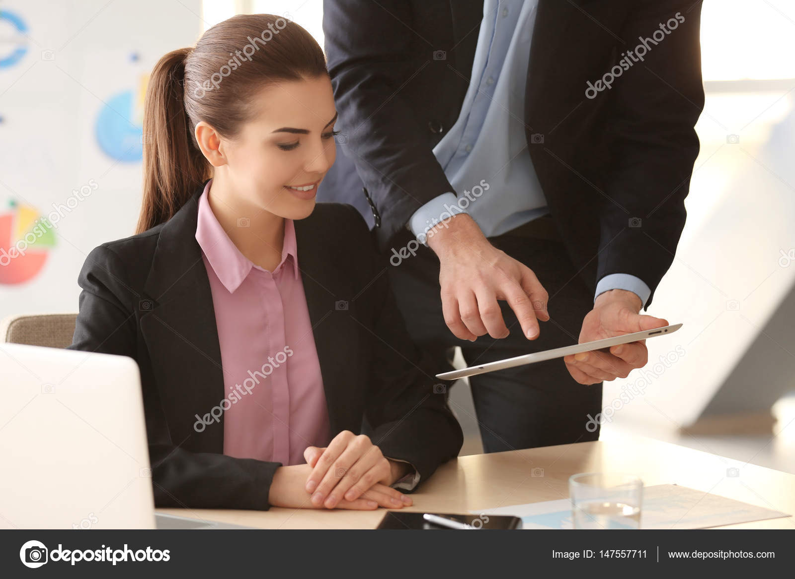 Young Managers Discussing Issues Office Stock Photo by ©belchonock ...