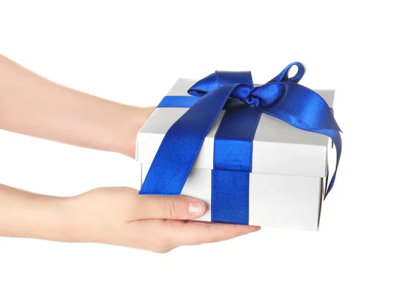 Hands holding beautiful gift box — Stock Photo, Image