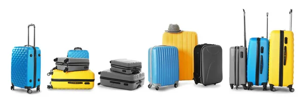 Set of suitcases on white — Stock Photo, Image