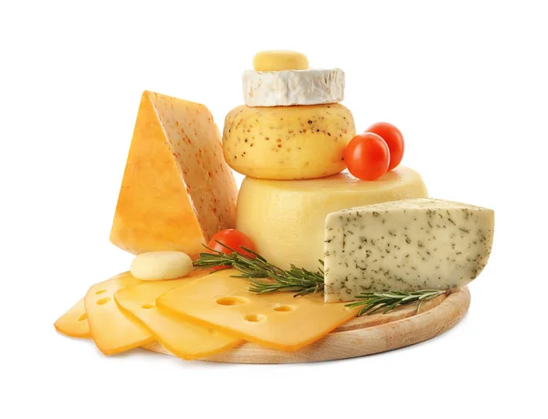 Wooden board with tasty cheese — Stock Photo, Image