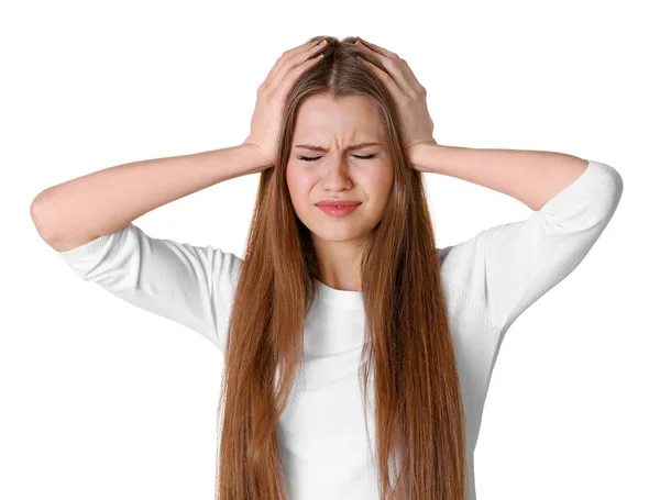 Young woman suffering from headache — Stock Photo, Image