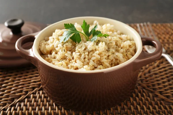 Miska z brązowego ryżu — Zdjęcie stockowe