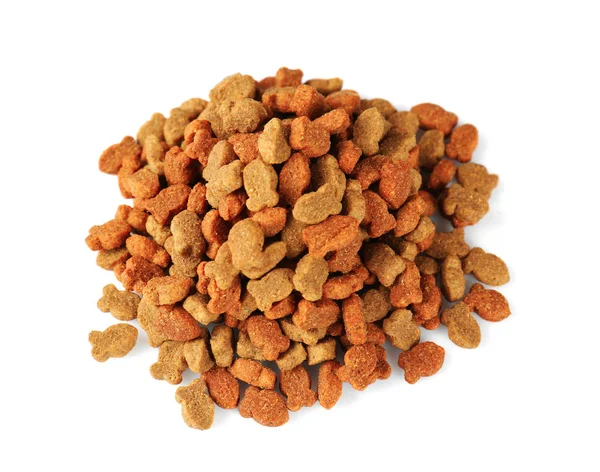 Heap of cat food on white background — Stock Photo, Image