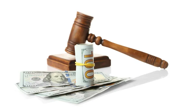 Soudcova kladívka a peníze — Stock fotografie