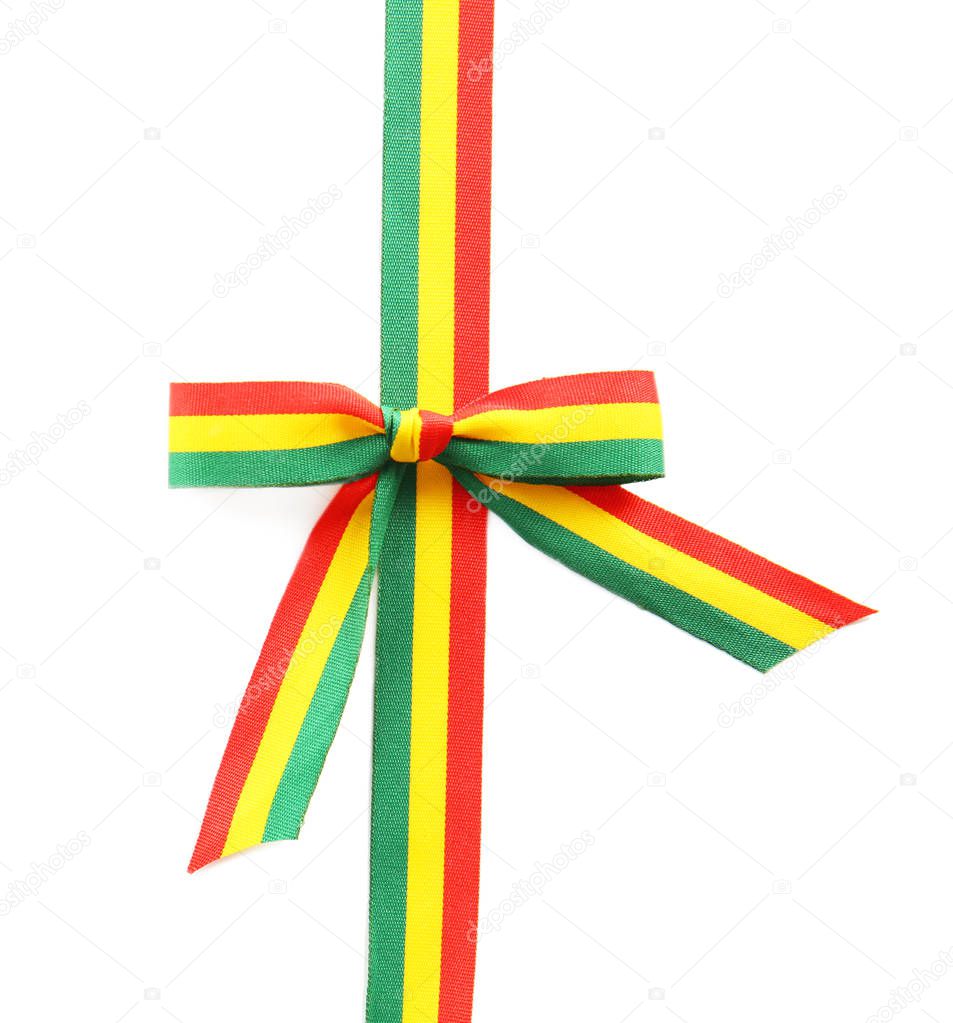 Ribbon bow in colors of Bolivian flag 