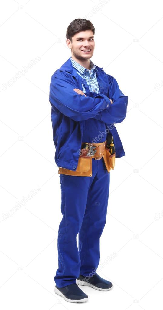 handsome plumber with crossed hands
