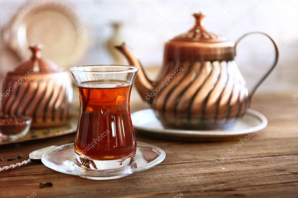 Turkish tea in traditional glass 