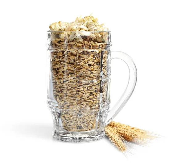 Glass full of barley seeds — Stock Photo, Image