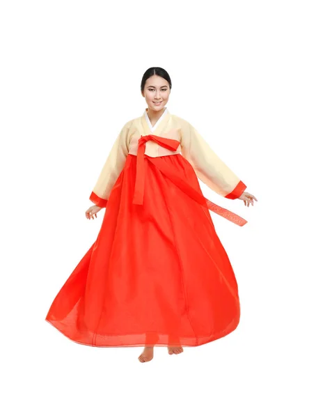 Kvinna i koreanska traditionell dräkt Dans — Stockfoto