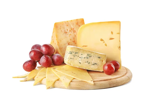 Wooden board with tasty cheese — Stock Photo, Image