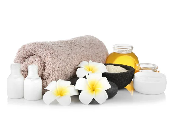Ajuste de spa con miel y cosméticos nutritivos — Foto de Stock