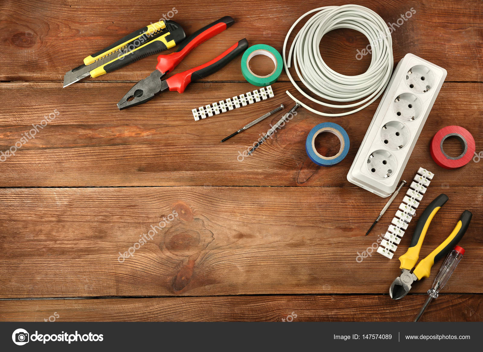 Different electrical tools — Stock Photo © belchonock #147574089, image size:1600x1167