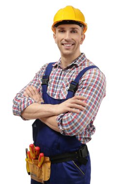 Araçları ile genç elektrikçi  