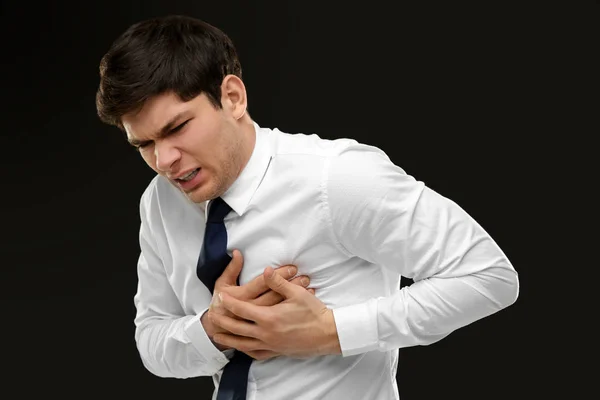 Man suffering from chest pain — Stock Photo, Image