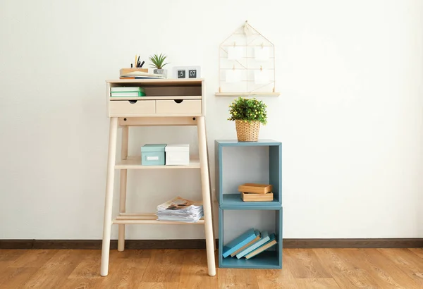 High wooden table — Stock Photo, Image