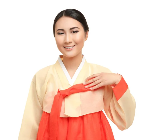 Vrouw in Koreaanse traditionele kostuum — Stockfoto