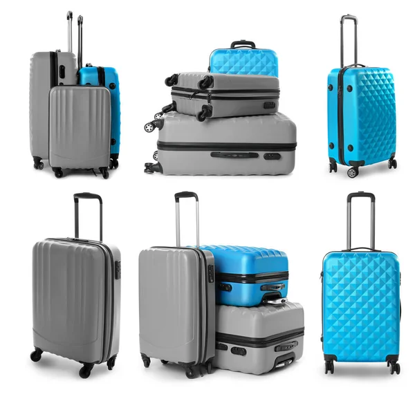 Set of suitcases on white background — Stock Photo, Image