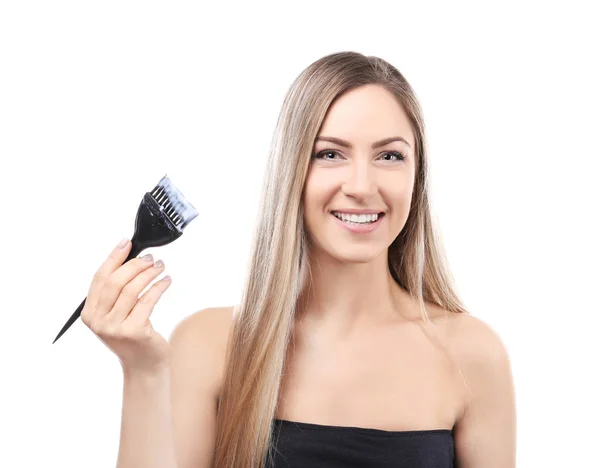 Young woman dyeing hair — Stock Photo, Image