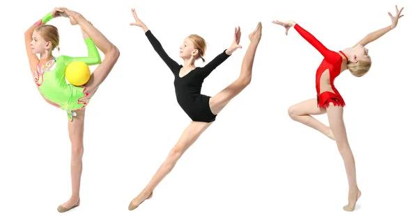 Dívka dělá gymnastické cvičení — Stock fotografie