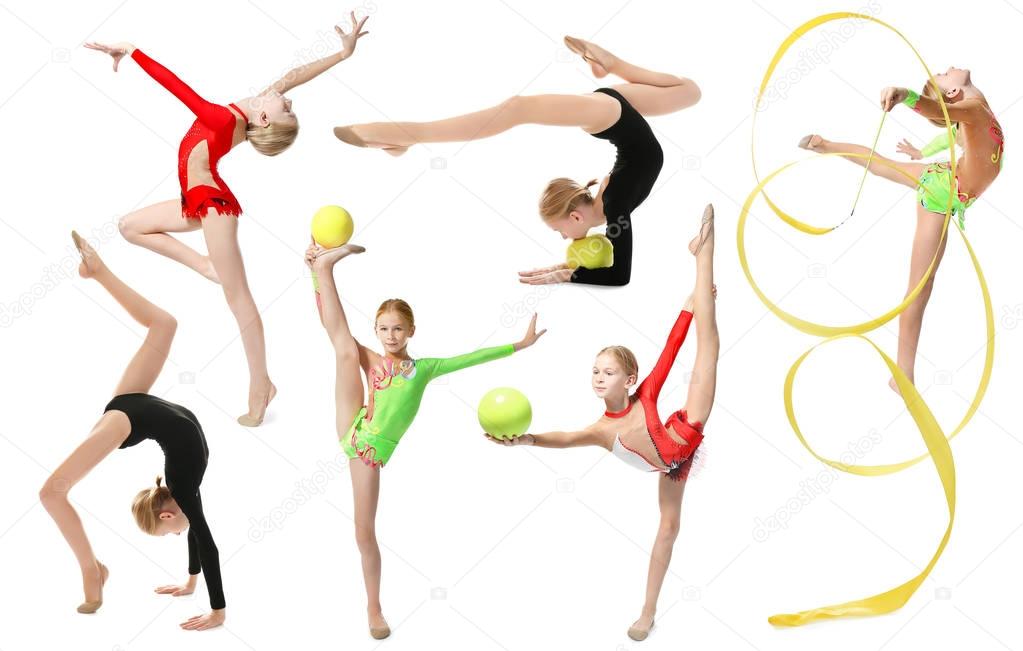 Girl doing gymnastics exercises  