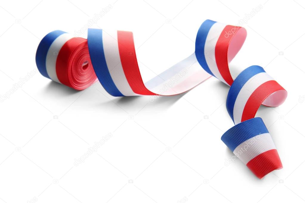 Ribbon in colors of French flag 