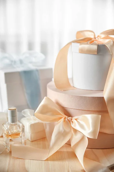 Table with gift boxes — Stock Photo, Image