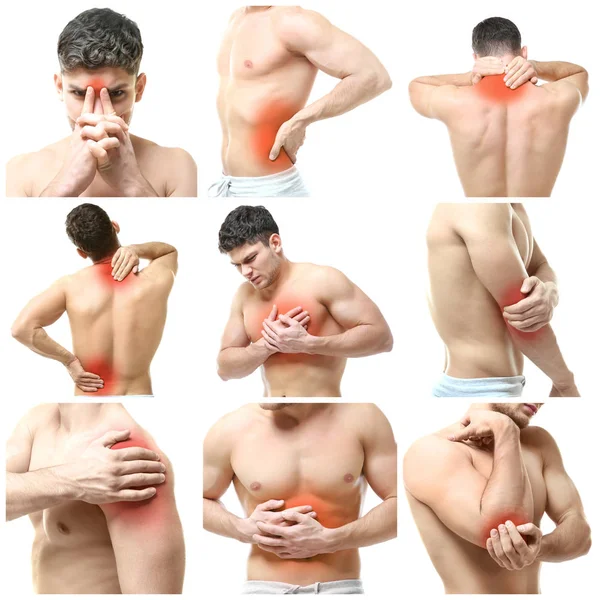 Collage del hombre que sufre de dolor —  Fotos de Stock