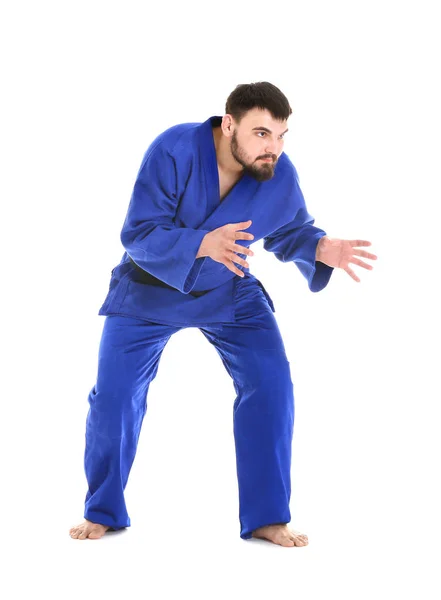 Young sporty man in kimono — Stock Photo, Image