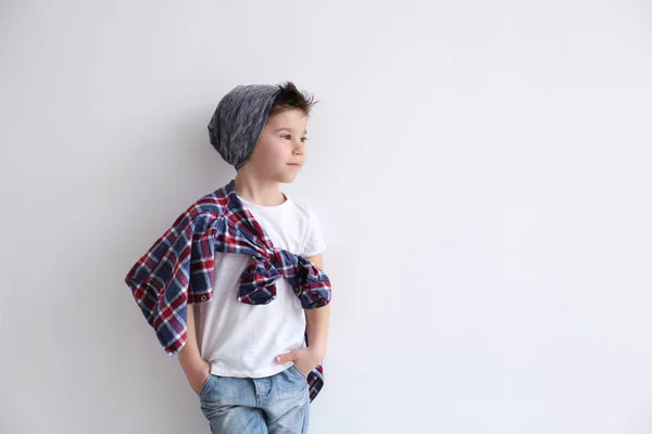 Cute stylish boy on white background — Stock Photo, Image