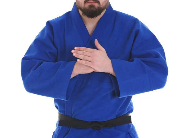 Unga sportiga mannen i kimono — Stockfoto