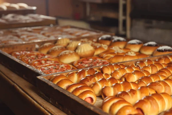 Palets con productos de panadería — Foto de Stock