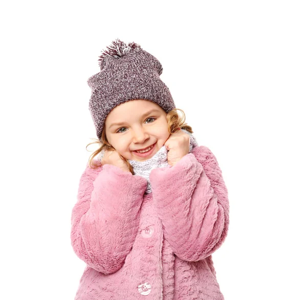 Söt liten flicka i varma kläder — Stockfoto