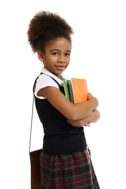 Beyaz arka plan üzerinde sevimli Afrikalı-Amerikalı kız