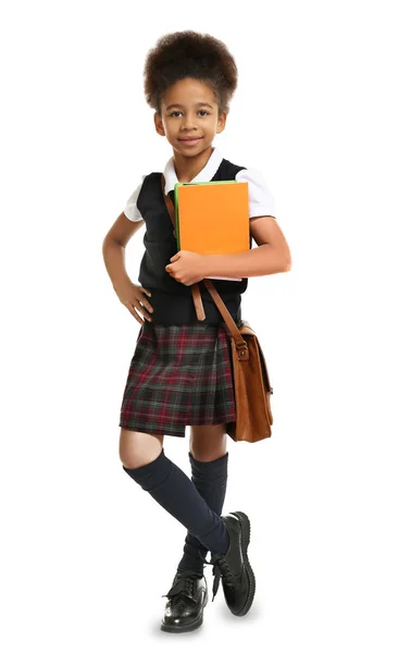 Menina afro-americana bonito no fundo branco — Fotografia de Stock