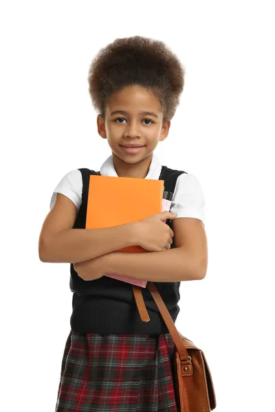 Carino afro-americano ragazza su sfondo bianco — Foto Stock