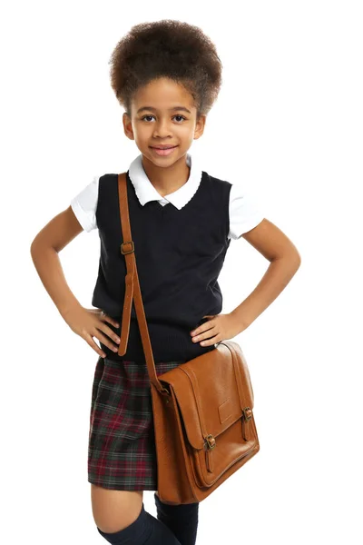 Cute African-American girl on white background — Stock Photo, Image